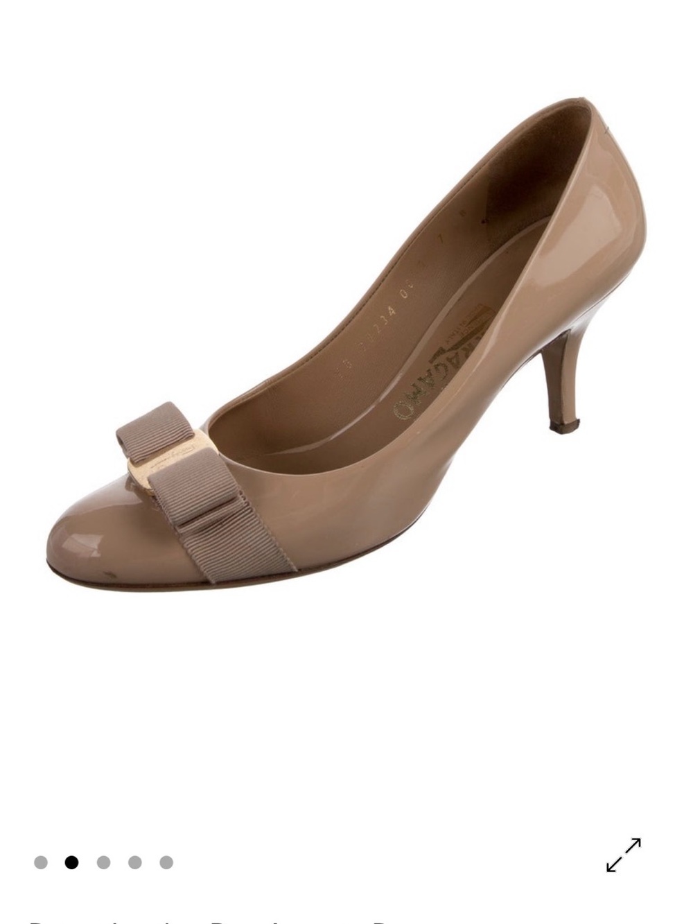 Salvatore Ferragamo Vara Bow Nude Patent Leather Pump